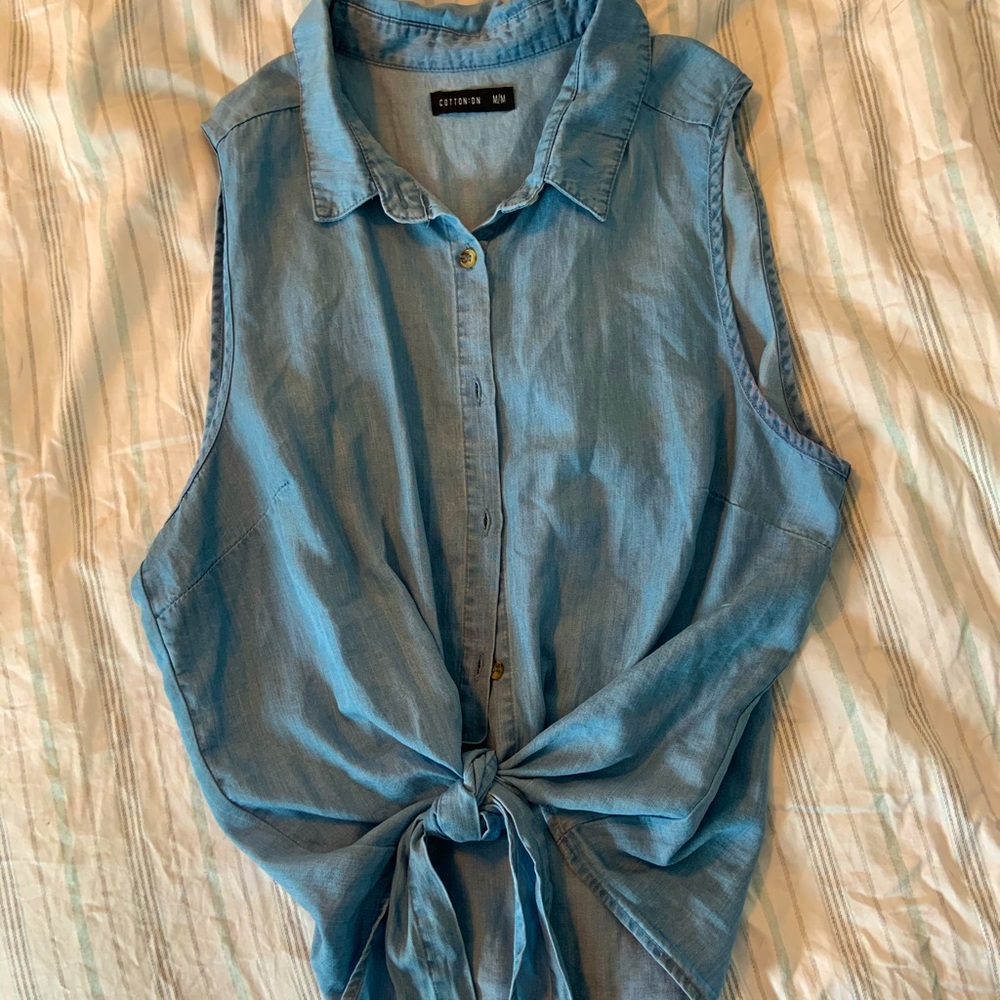 Jean sleeveless tie tank